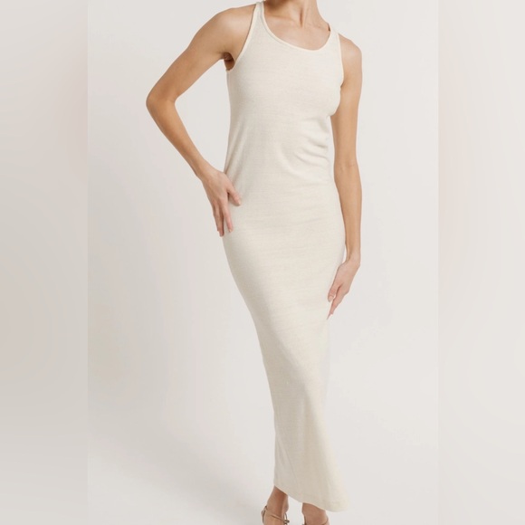 Laude the Label Jersey Knit Tank Dress - Ivory - 100% Silk Noil - Picture 5 of 8